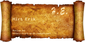 Hirt Erik névjegykártya